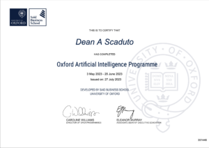 University of Oxford Artificial Intelligence Completion for Dean Scaduto